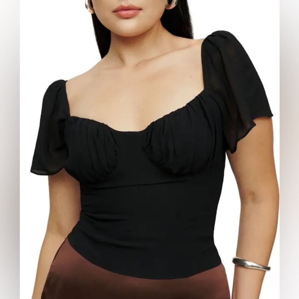 Reformation Black Sweetheart Neck Top
